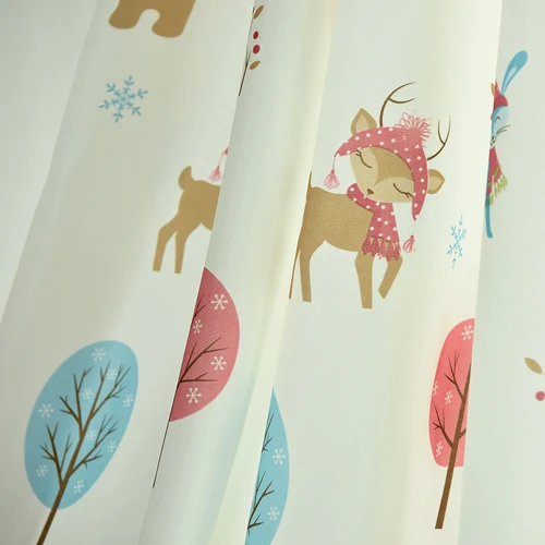White Thick Curtain NAPEARL, занавески с изображением рождественского медведя из мультфильма, высокое затенение, капли для детской спальни, окна, универсальные, тюль, драпировка, элегантная панель, дерево - Цвет: White Thick Curtain