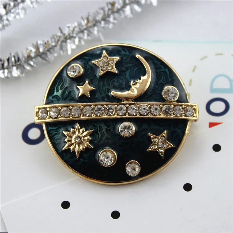 Женская Брошь из эмалированного камня в виде планеты| |
