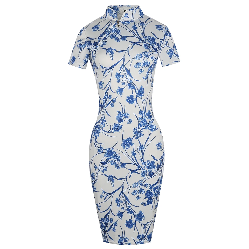 Oxiuly женское модное платье винтажное облегающее с цветочным принтом элегантное