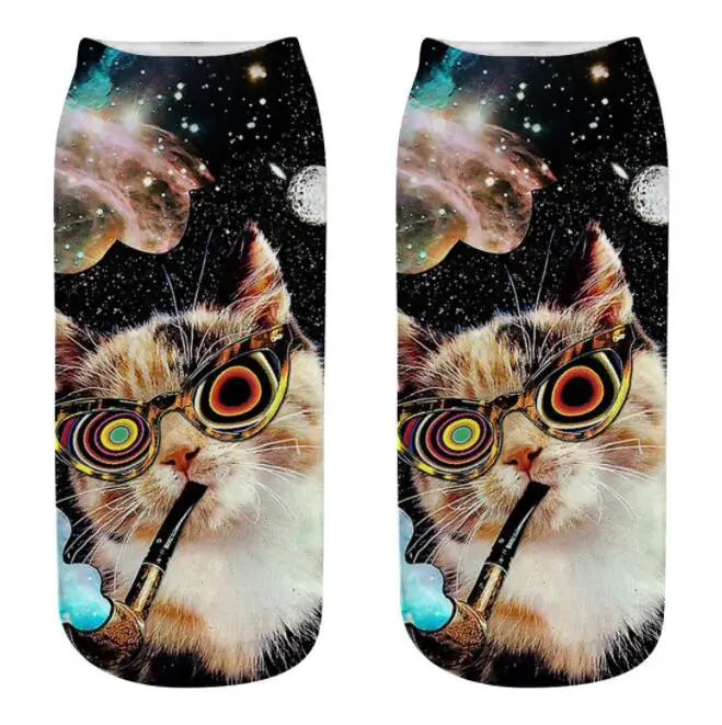 wholesale-free shipping Kitty 3D printed socks short tube female boat hot women | Женская одежда