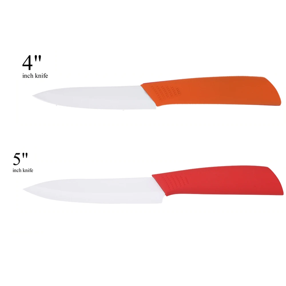 4inch and 5inch Кухонные ножи, керамические ножи, 3, 4, 5, 6 дюймов, циркониевые белые лезвия для очистки овощей, фруктов, мяса, красочные ручки, набор керамических ножей для приготовления пищи - Цвет: 4inch and 5inch