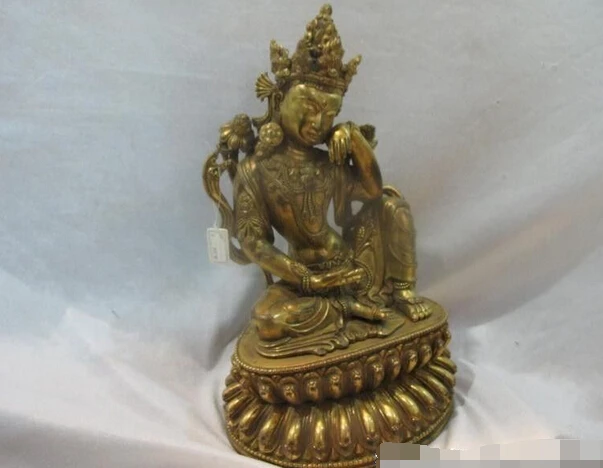 Tibet Buddhism 100% Bronze 24K Gold freedom Kwan-Yin Guan Yin Buddha Statue Copper garden | Дом и сад