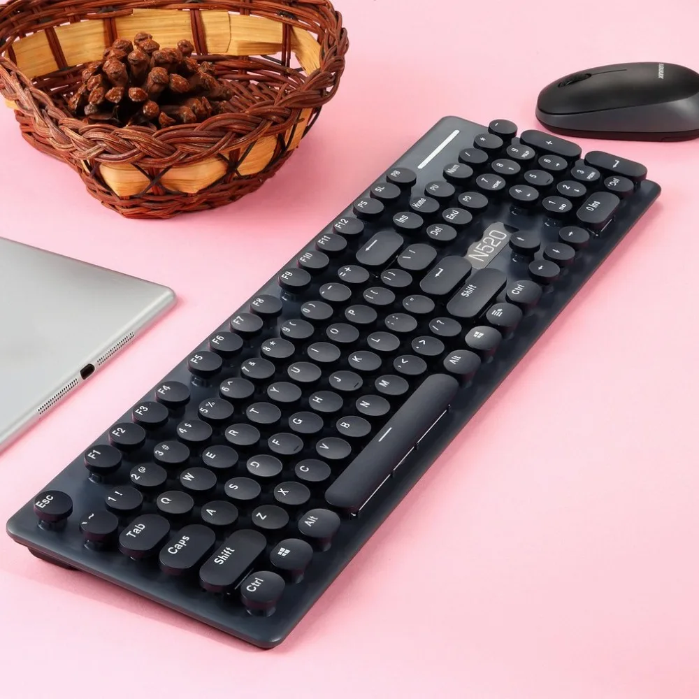 Новая Лига N520 Беспроводная панк механическая ручная клавиатура мышь набор игровая клавиатура и мышь