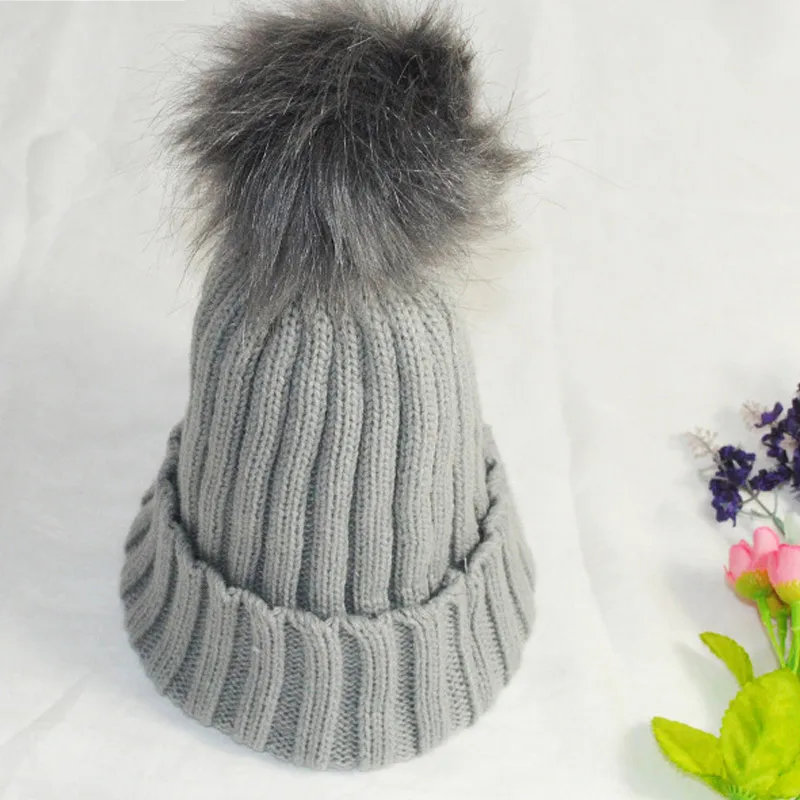 Fashion Women Faux Fur Ball Cap Pom Poms Winter Beanie Hat Knitted Warm Caps FDC99 | Аксессуары для одежды