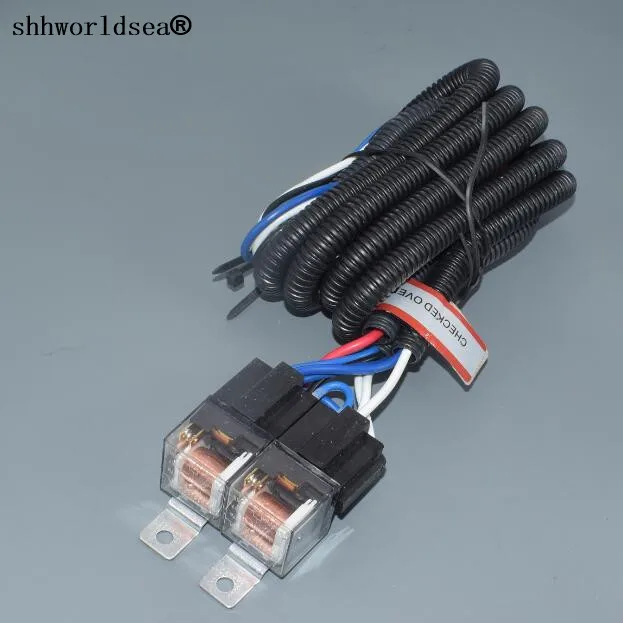 shhworldsea H4/9003 Headlight Booster Cable Wire Harness Connector Relay Fuse Socket Black H4 Headlight Connector Fuse