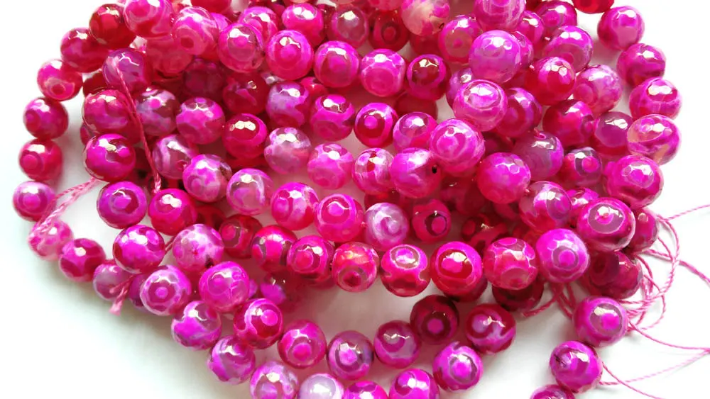

free ship--2strands 8 10mm Agate Carnerial gemstone Gem Round Ball cherry pink red faceted evil loose bead