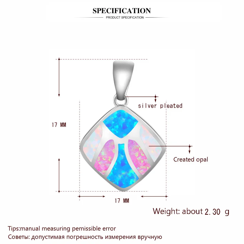 Popular Lovers' Pendant Wholesale Retail Rectangle Color Fire Opal Silver Necklace Fashion jewelry OP460 | Украшения и