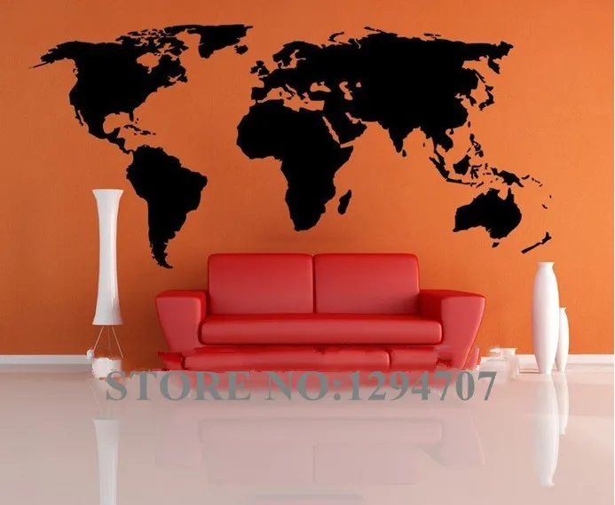 

1 PCS 200x90cm Best Selling Big Global World Map Vinyl Wall Sticker Home decor wallpaper Creative Wall Decals CCR1103