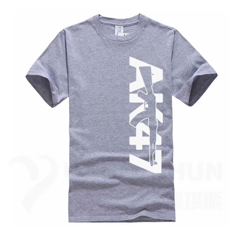 Gray 1 Boutique Men Tops Tees Summer Fashion New AK47 Printed T Shirt Short Sleeve Men AK 47 Rifle Gun Personalized T Shirts 3XL - Цвет: Gray 1