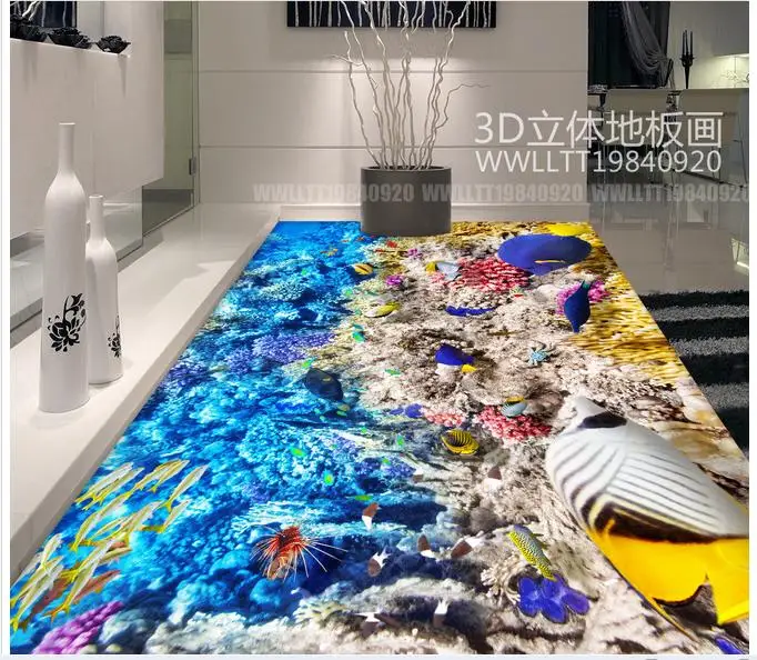 

Customized 3d photo wallpaper 3d floor The undersea world 3 d floor painting 3d mural PVC wallpaper self-adhesion floor wallpaer