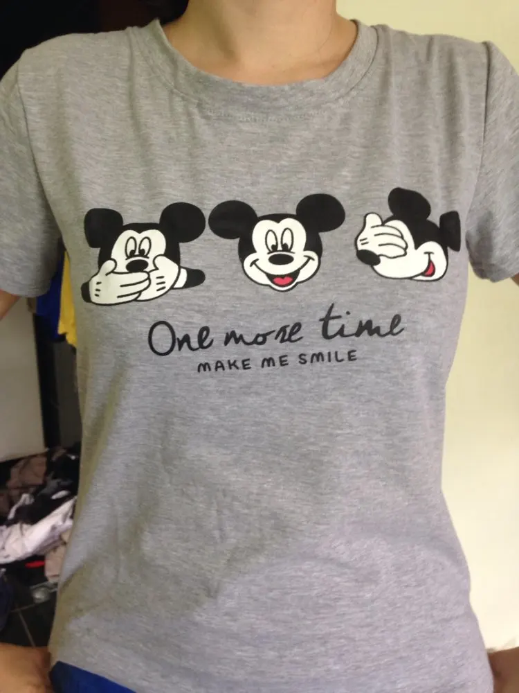 2017 женская футболка новая летняя модная черная белая с принтом Три Микки круглый