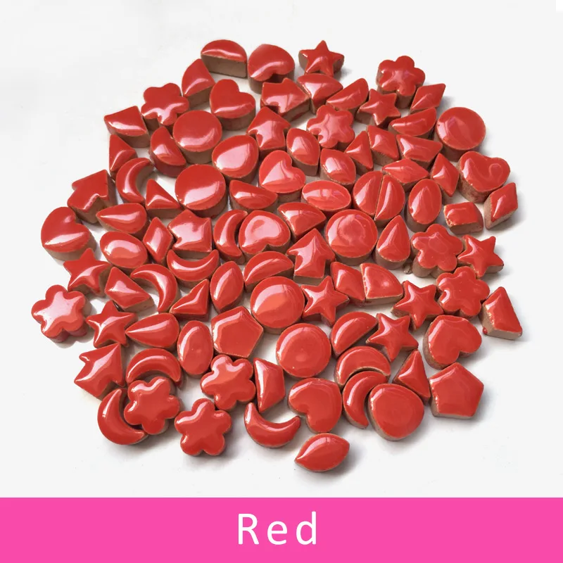 Red 100 г 1 см маленькая звезда, луна, цветок, керамическая декоративная мозаичная вставка, необычное керамическое украшение, сделай сам, мозаичный материал, художественное ремесло - Цвет: Red
