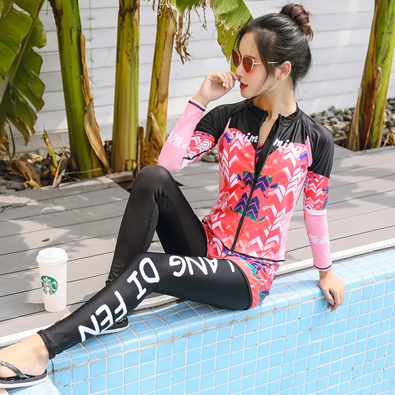 Подростковый купальник Rashguard купальный костюм для женщин с длинным рукавом Plavky купальники полный раздельный танкини больших размеров