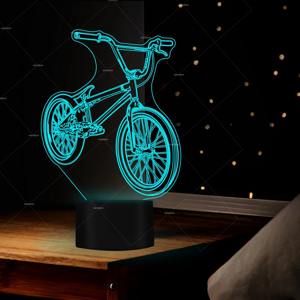 3D LED BMX ночник 7 видов цветов изменение формы велосипеда USB прикроватная