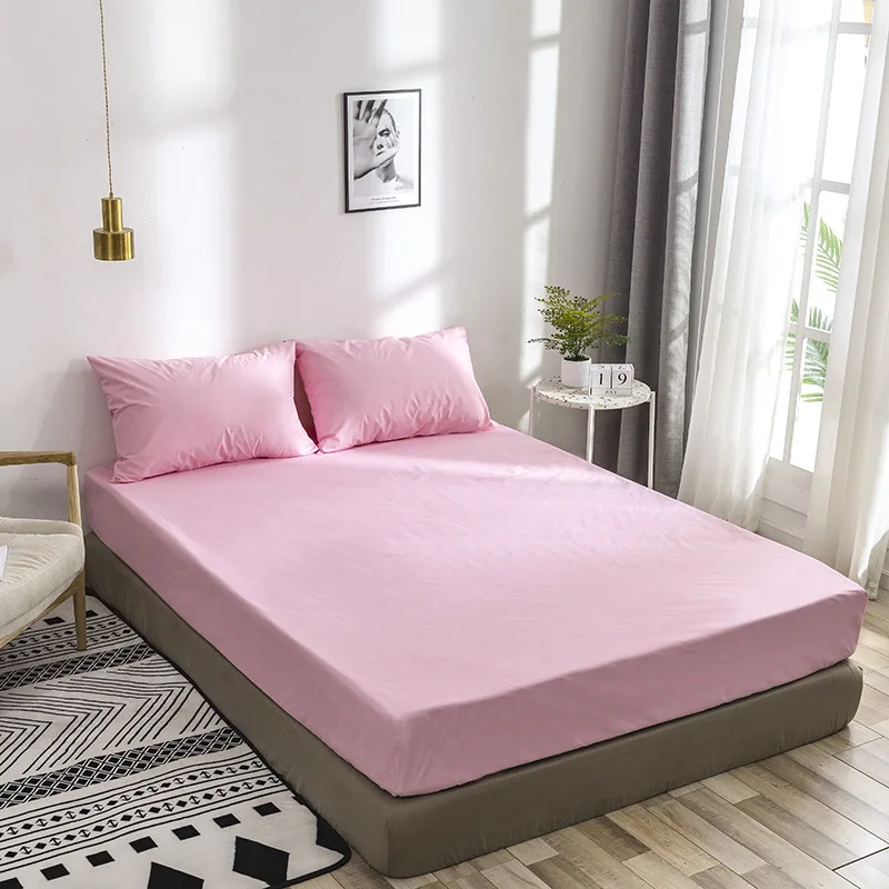 fangshui-fense Waterproof Mattress Protector with Elastic Solid Color Mattress Cover Anti Mite Bed Bug Proof Fitted Sheet Protection - Цвет: fangshui-fense