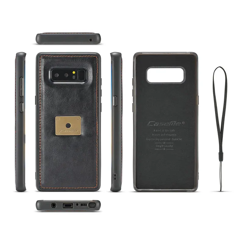 CaseMe чехол для samsung Galaxy Note 8 с ремешком Беспроводной зарядки Флип Бумажник магнитный все в одном кошелек телефон сумка
