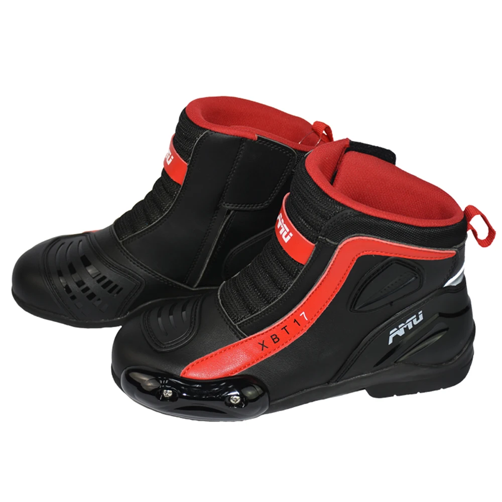 black red AMU/Мужские ботинки в байкерском стиле; водонепроницаемые ботинки для мотокросса; ботинки для верховой езды; ботинки в байкерском стиле с защитой - Цвет: black red