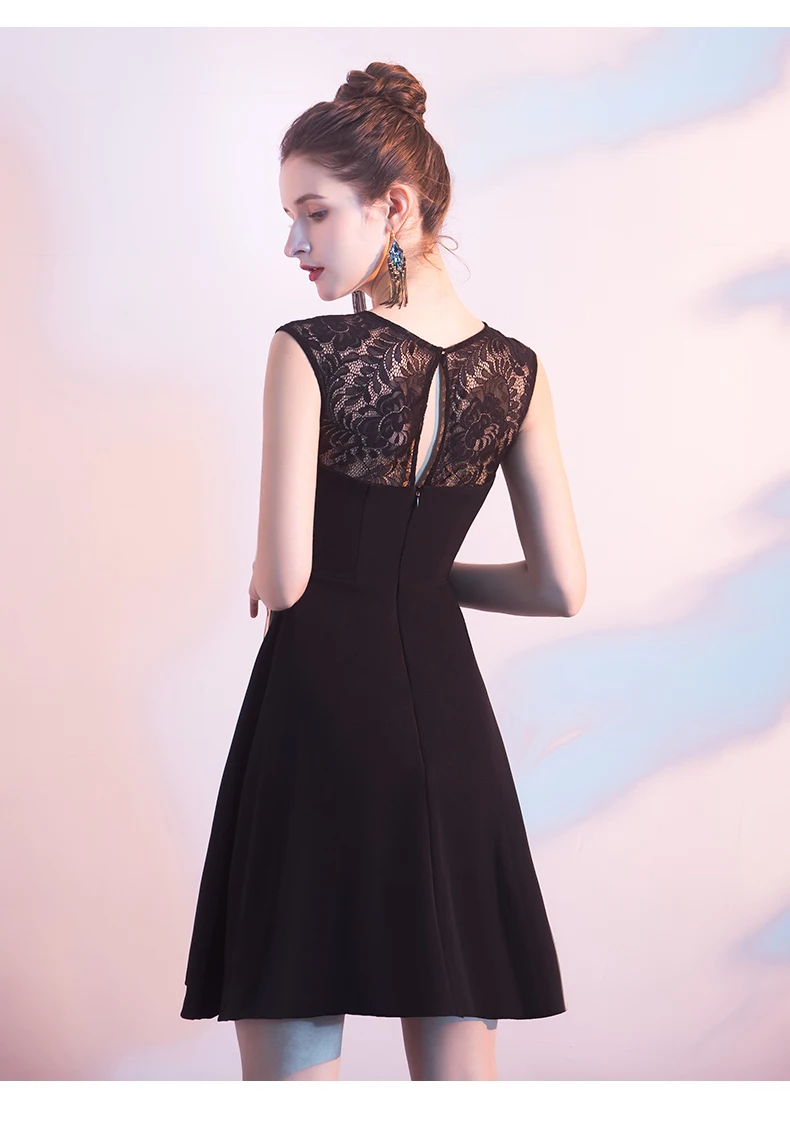 Vestidos de gala винтажное короткое черное платье для выпускного вечера, вечернее платье без рукавов трапециевидной формы, короткие платья для выпускного вечера