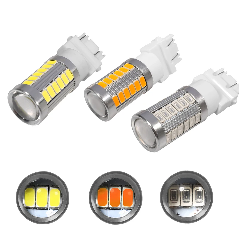 YCCPAUTO 2 шт. T25 3156 3157 P27W светодиодный лампы для фар светильник 33 SMD 5630 светодиодный Авто Автомобильные стояночные огни лампы резервного копирования DRL Белый Красный цвет: желтый, 12V