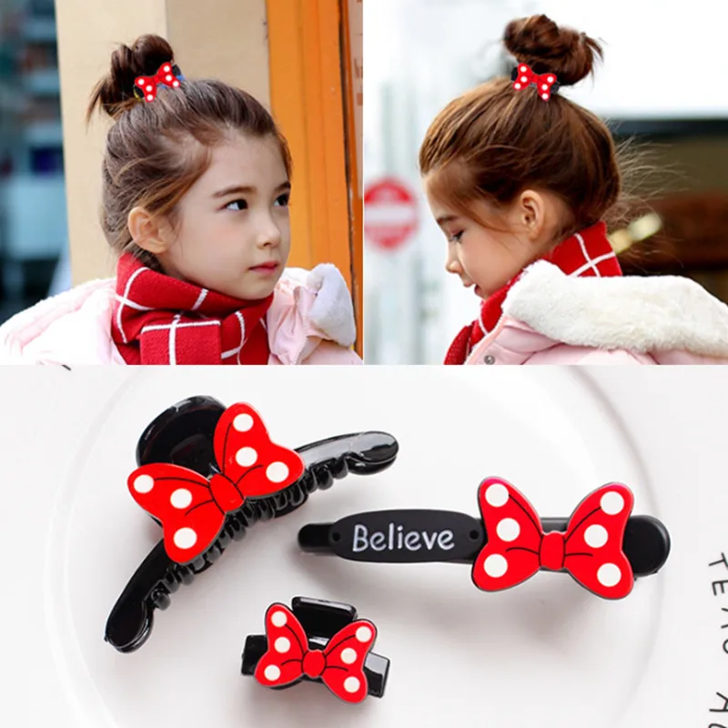 4 шт. милые уши Минни-Маус заколки для волос аксессуары для женщин девочек Детские бантики для волос заколка с украшениями