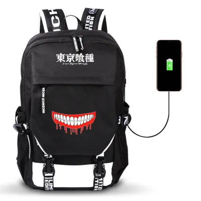 Токийский вурдалак аниме Kaneki Ken w/USB порт рюкзак для мальчиков и девочек мужская женская сумка дорожная школьная сумка Подростковая сумка для ноутбука Mochila - Цвет: Style 5
