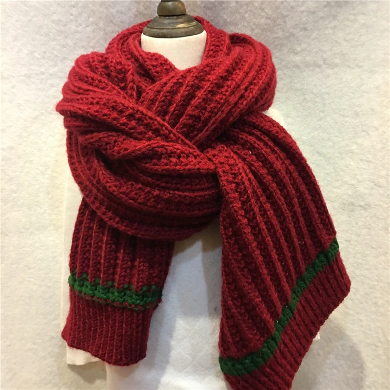 200x40cm Winter Handmade Scarf Cashmere Knitted Long And Wraps Women Super Chunky Unsex Solid Crochet Scarfs Shawl YG468 |