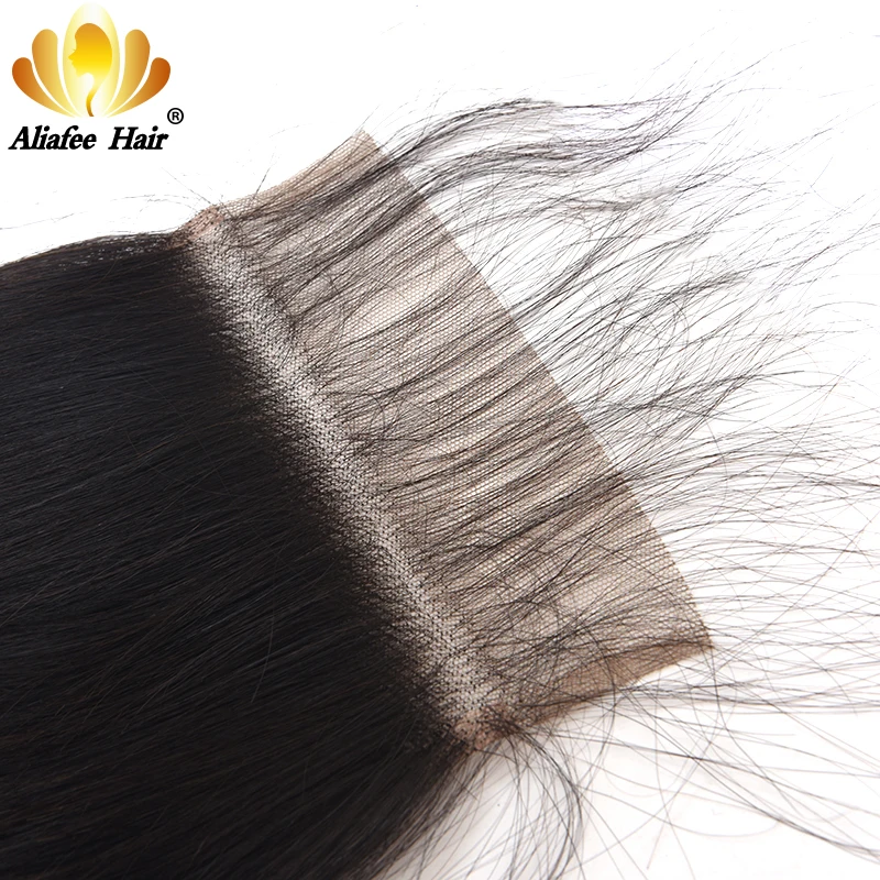 AliAfee бразильские пряди плетение с 5X5 закрытием не Реми волосы натуральный цвет