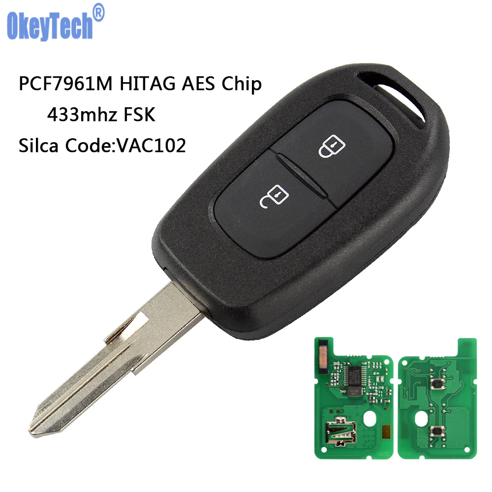 OkeyTech дистанционный ключ 433 МГц с чипом PCF7961M HITAG AES для Renault Sandero Dacia Logan лодgy Dokker Duster