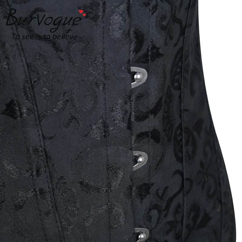 

Burvogue Women Plus Size Vintage Sexy Birdal Overbust Corset Jacquard Strapless Bustier Top Steel Boned Tummy Control Corset top