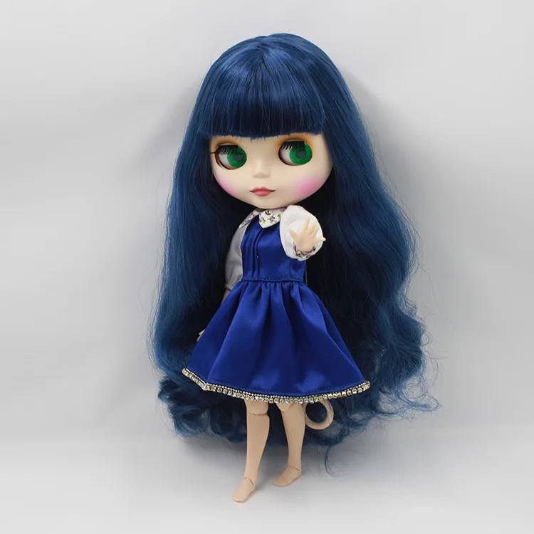Нео-кукла совместными тела темно-синие длинные прическа с челкой 1/6 bjd куклы diy лица байт куклы для продажи