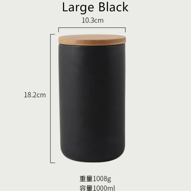 Large Black Кухонные герметичные бутылки для организации, керамические коробки для хранения чайных конфет, баночки для специй, контейнер с крышкой, бутылка - Цвет: Large Black