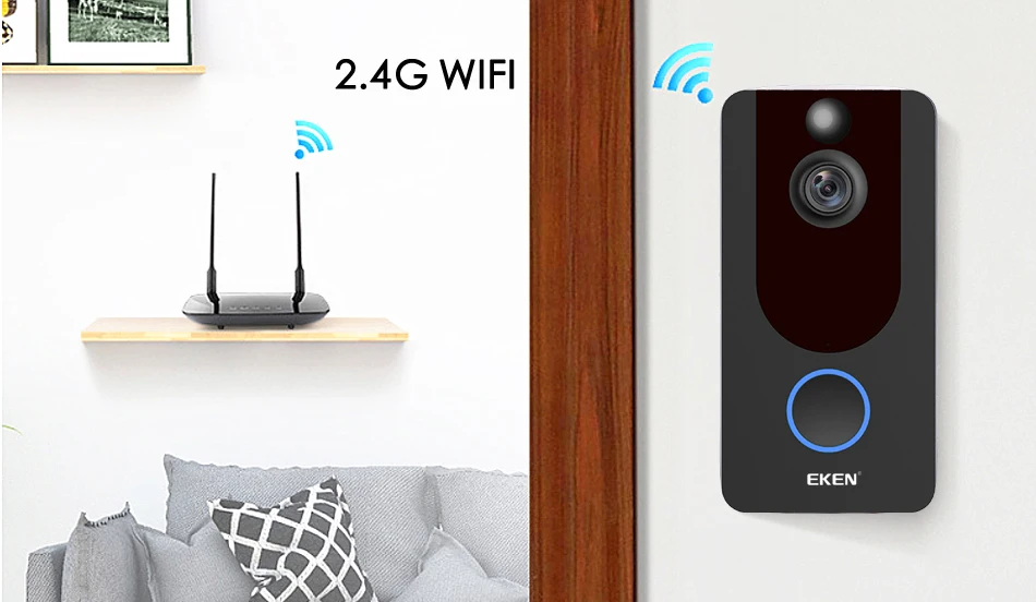 Eken V7 видео doorbell1080p с ringtone ночного видения беспроводной мониторинг безопасности Интеллектуальное обнаружение движения домофон камера