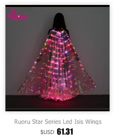 Ruoru 1008 шт. светодиоды для танца живота Led Isis Крылья меняются 36 различных цветов крылья для танца живота с регулируемыми палочками сумка