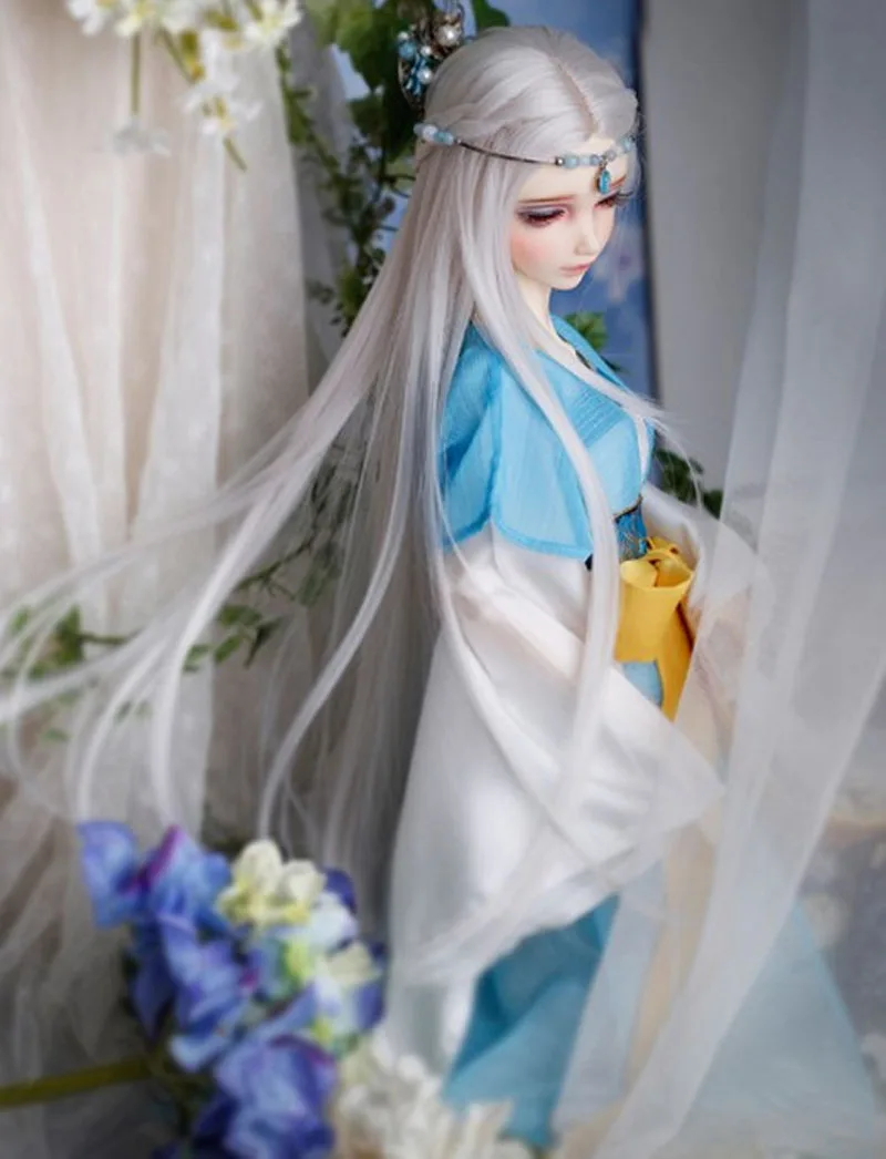 1/3 1/4 1/6 1/8 Bjd SD парик для куклы высокотемпературный серебристый серый цвет модный