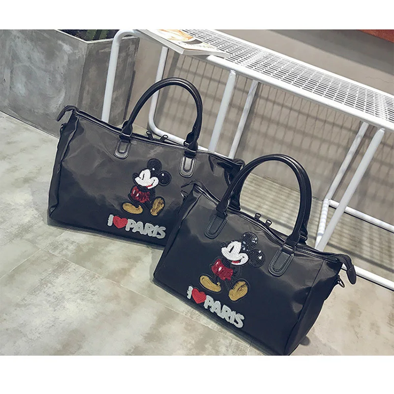 Hot Sale Designer Metal Sequins Mickey Gym Fitness Sports Bag Shoulder Crossbody Female Tote Handbag Travel Duffle Bolsa|bolsa designer|bolsas