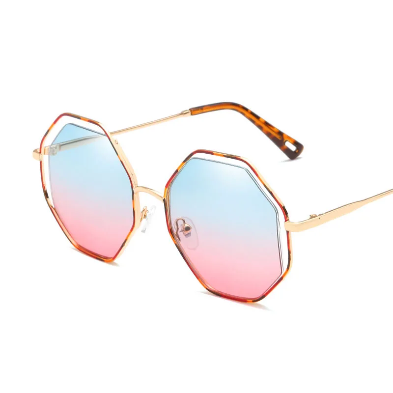 Мужские и женские солнцезащитные очки с металлической оправой леопардовым