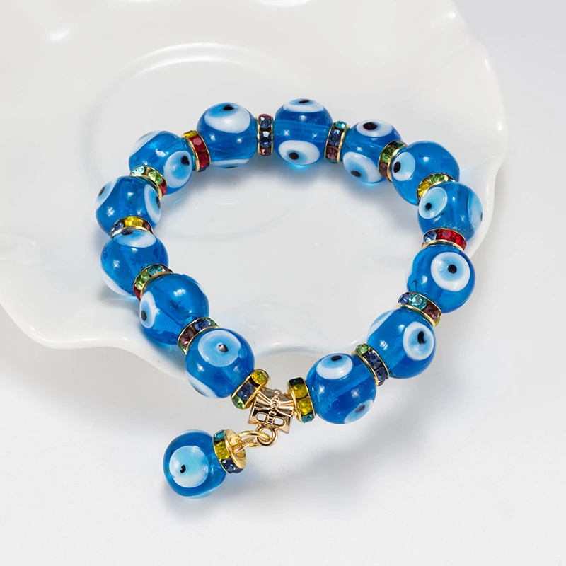 Lucky Eye стеклянный браслет со сглаза с голубыми бусинами для женщин и мужчин
