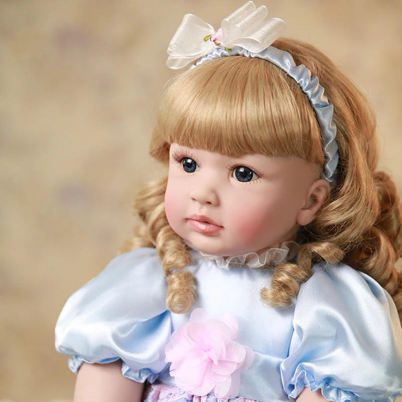 24 дюймовая силиконовая кукла для новорожденных милые светлые волосы Bebe куклы