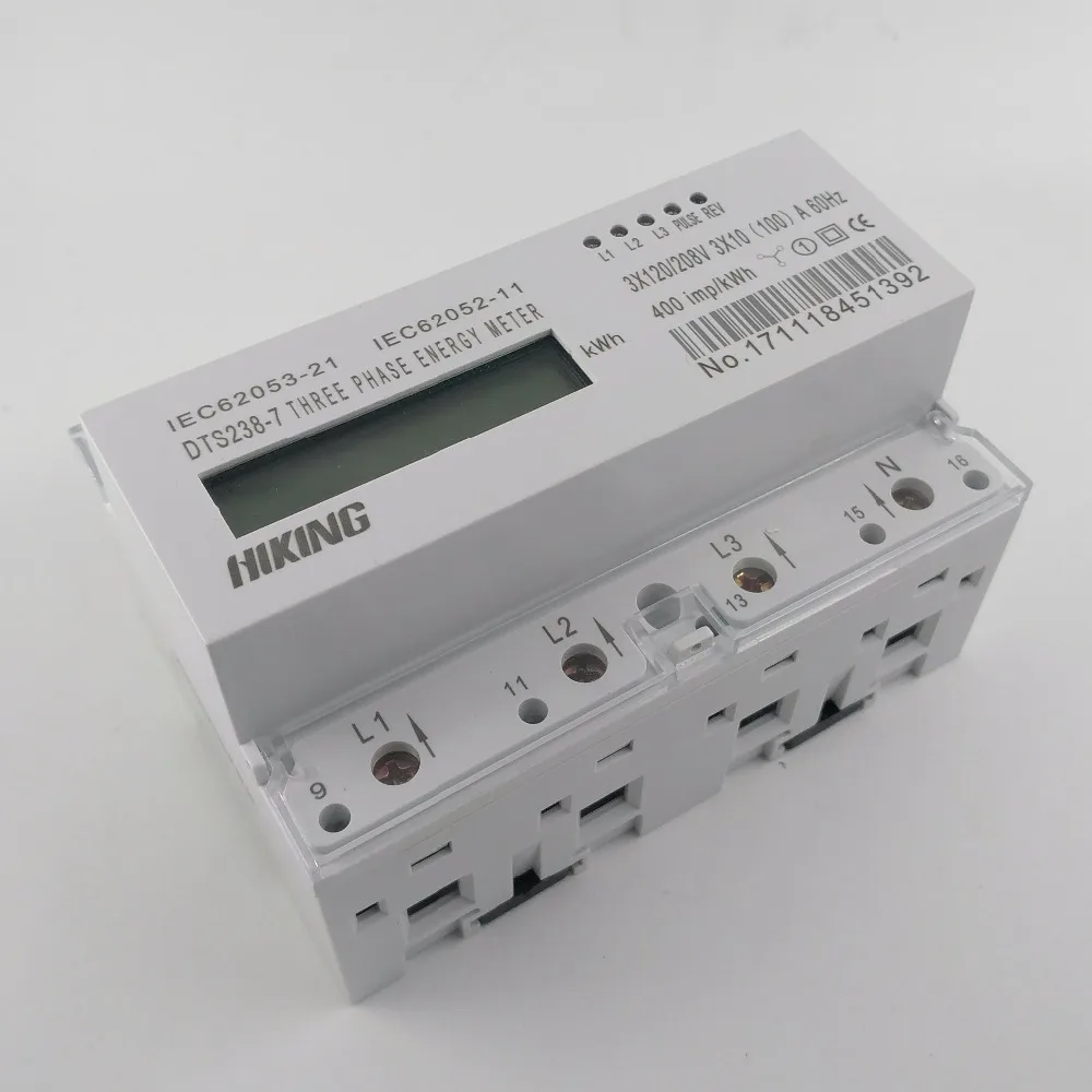 10(100) A 3*120 V/208 V 60HZ Трехфазный din-рейка кВтч Ватт час din-рейка счетчик энергии lcd
