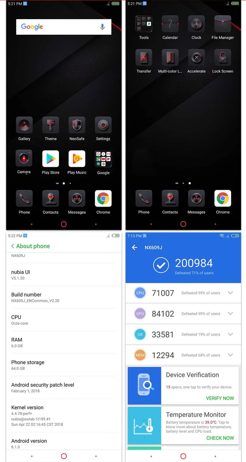 Оригинальный zte Nubia красный волшебный игровой мобильный телефон 6