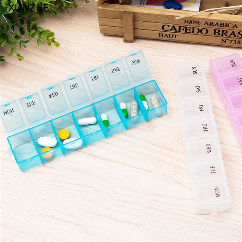 XUNZHE Transparent Medicine Container One Week 7 Days Pill Box Drugs Classify Storage Portable Travel Capsules Seal Holder | Дом и сад