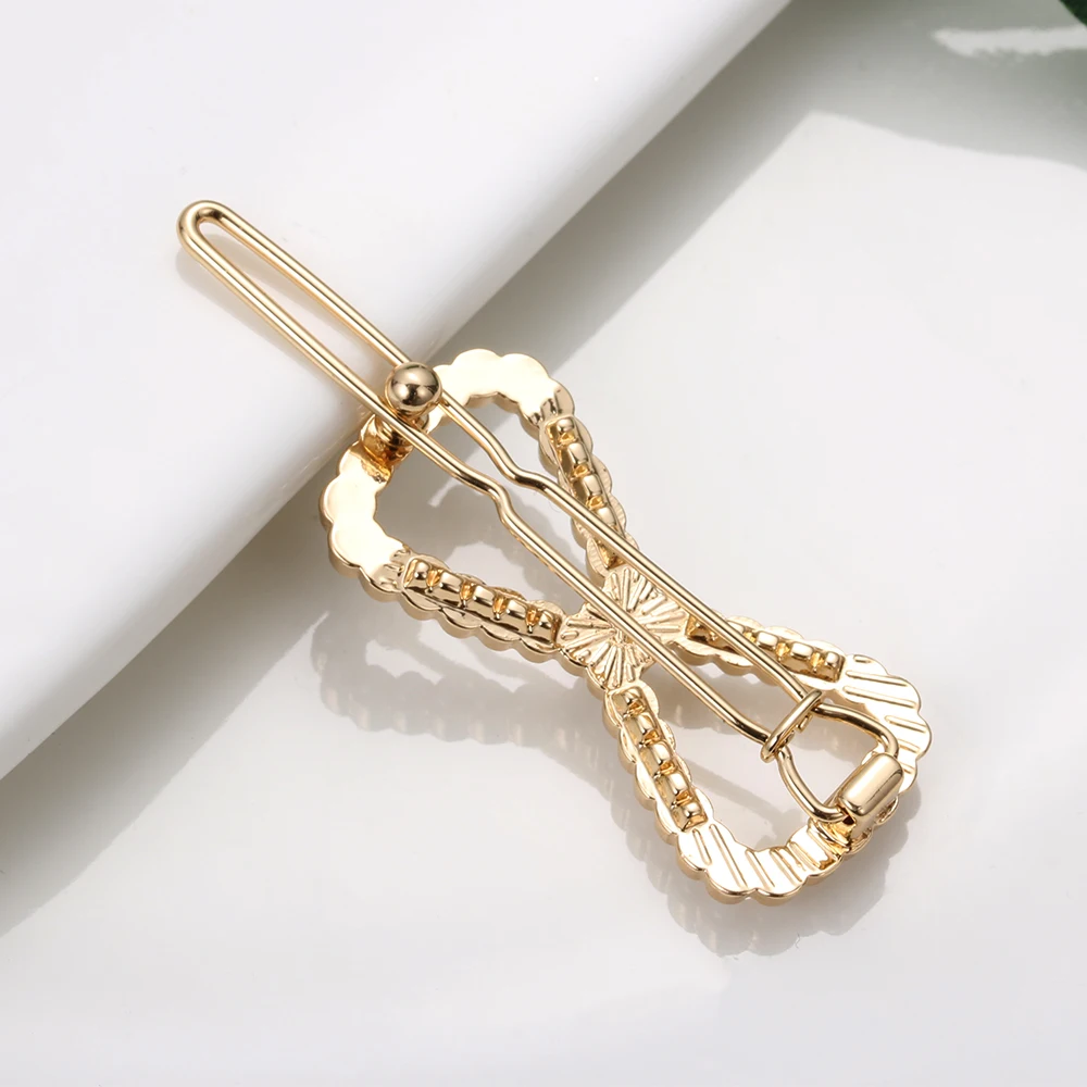 1PC Fashion Simple Women Hollow Geometric Metal Hair Clip Triangle Moon Circle Alloy Hairpin Hairgrip Styling Accessories | Красота и