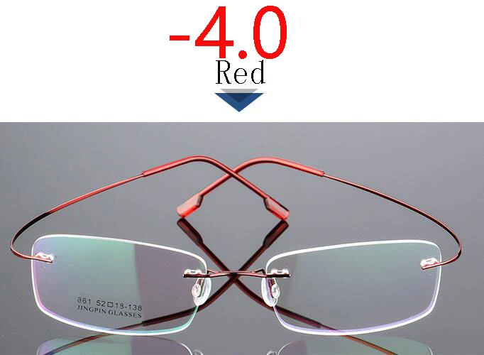 Myopia 400 Покрытие сверхэластичные бескаркасные очки для близорукости для мужчин и женщин без оправы Сверхлегкая оправа Очки для близорукости 100~ 400 градусов - Цвет оправы: Myopia 400