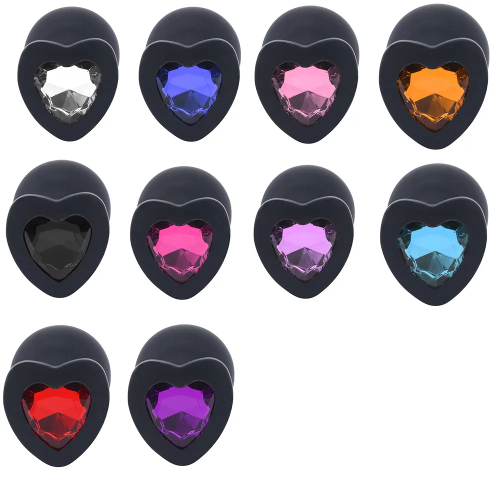waterproof Silicone 1Pcs Anal Sex Toys Heart Shaped Base With Jewelry Birth Stone Butt-Anal-Play Rose Jewel |