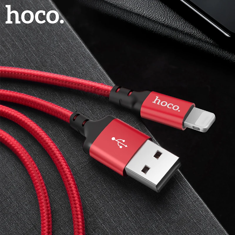HOCO для нейлона 2A Быстрый кабель USB зарядное устройство Шнур USB кабель для зарядки для Apple iPhone Xs Max XR X 7 6 s 6s Plus 1 м/2 м