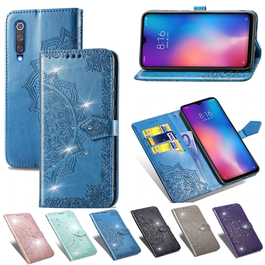 Mi 9 чехол на СПС Fundas xiomi Xiaomi mi 9 SE mi 9 mi 9SE чехол 3D Мандала горный хрусталь Coque Флип кожаный чехол для телефона