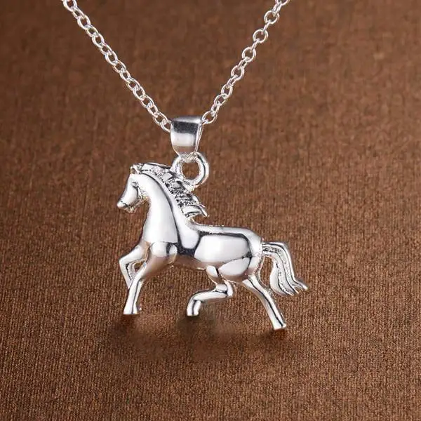 925 Sterling Silver European and American women necklace simple fashion creative animals Horse Necklace 017 | Украшения и
