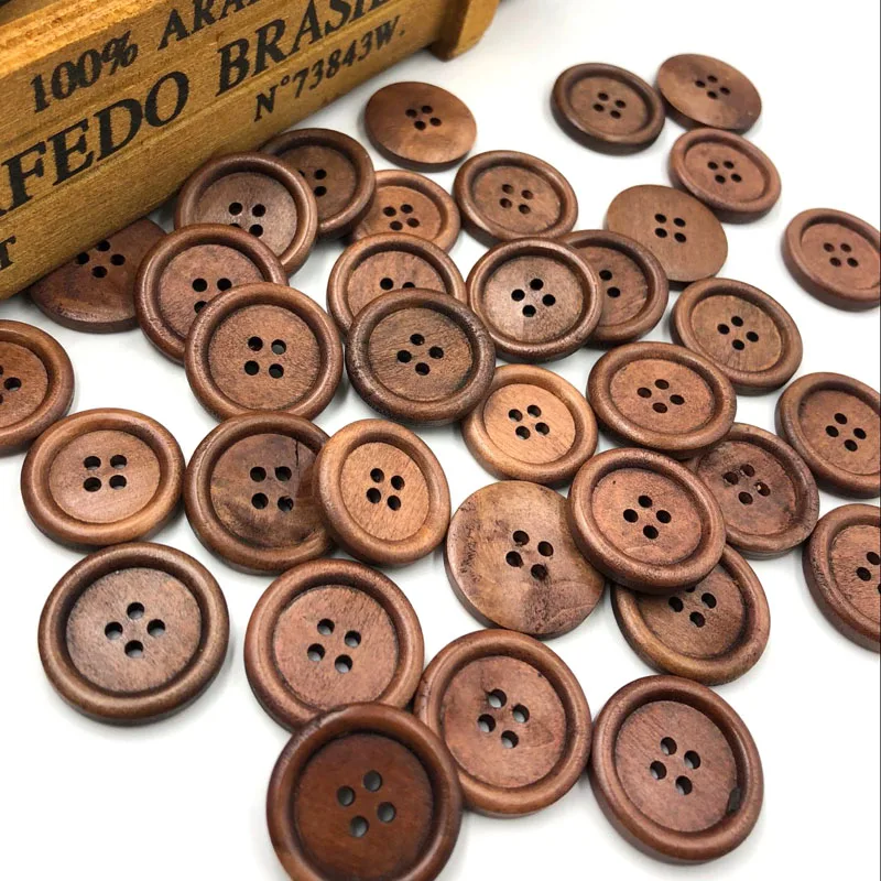 

20/40pcs New 4 hole Wood Buttons 25mm Sewing Craft Free Shipping WB174