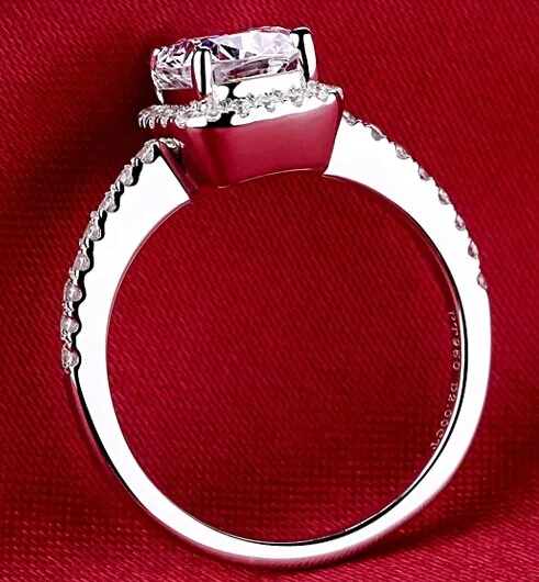 

6*6mm Cushion 1CT High Quality Solid White Gold Marriage Ring Classic Halo Engagement Diamond Ring for Women Wedding