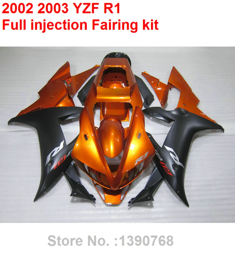 

Free 7 gifts fairings for YAMAHA R1 2002 2003 burnt orange black motorcycle fairing kit YZF R1 02 03 HZ38